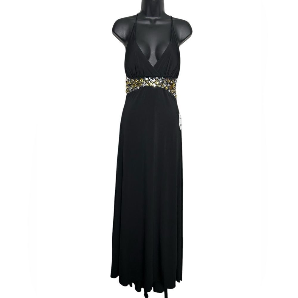 Vintage  Masquerade Black Dress with sequence silver and Gold Size 5/6